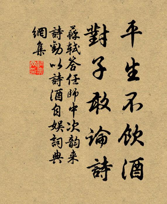 苏轼平生不饮酒，对子敢论诗书法作品欣赏