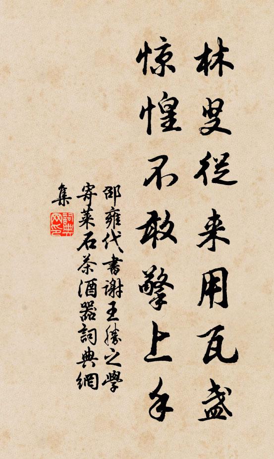 邵雍林叟从来用瓦盏，惊惶不敢擎上手书法作品欣赏