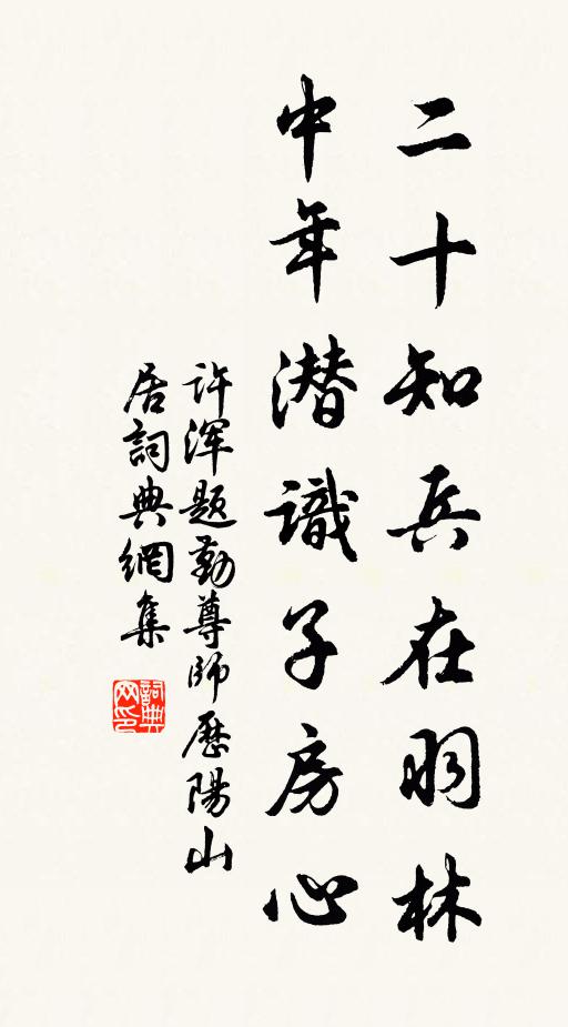 许浑二十知兵在羽林，中年潜识子房心书法作品欣赏