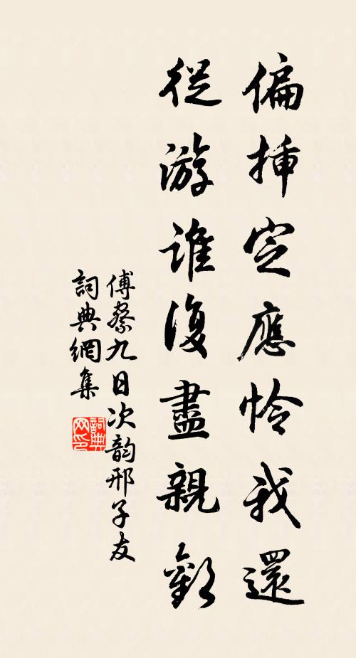 傅察偏插定应怜我还，从游谁复尽亲欢书法作品欣赏