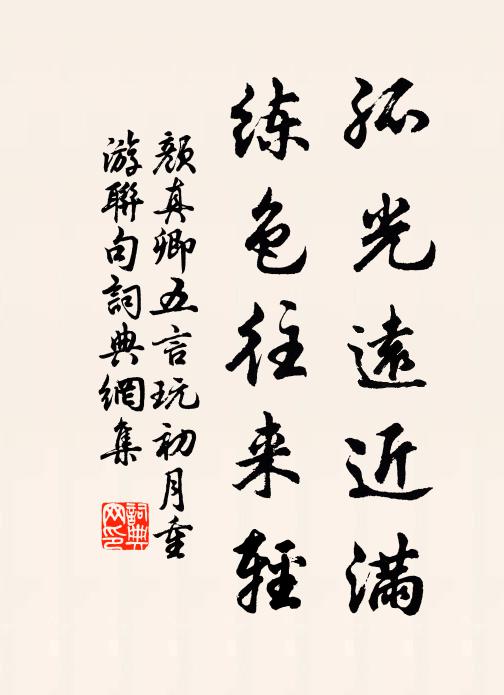 颜真卿孤光远近满，练色往来轻书法作品欣赏