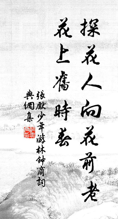 张先探花人向花前老，花上旧时春书法作品欣赏