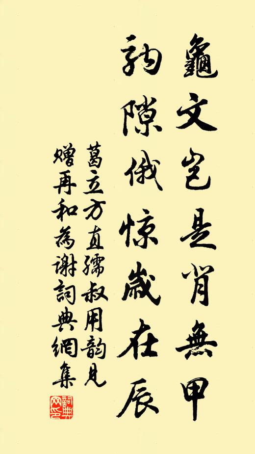 葛立方龟文岂是背无甲，驹隙俄惊岁在辰书法作品欣赏