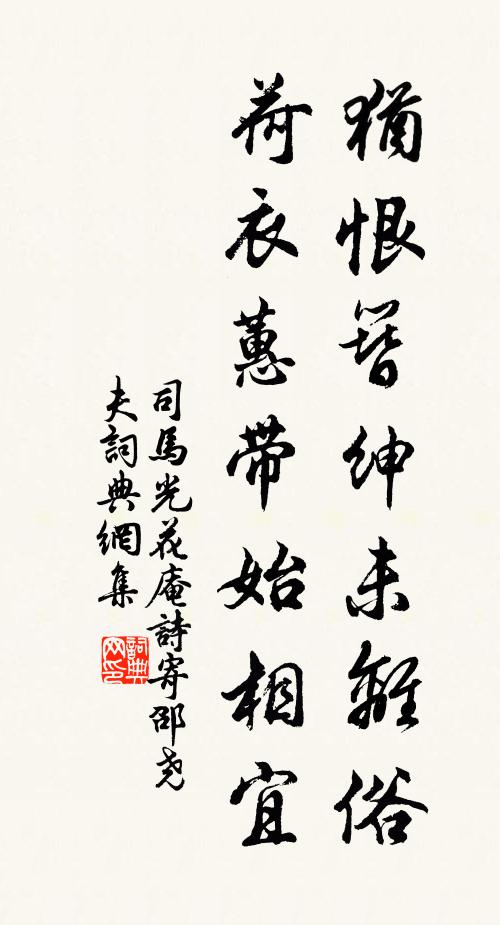 司马光犹恨簪绅未离俗，荷衣蕙带始相宜书法作品欣赏
