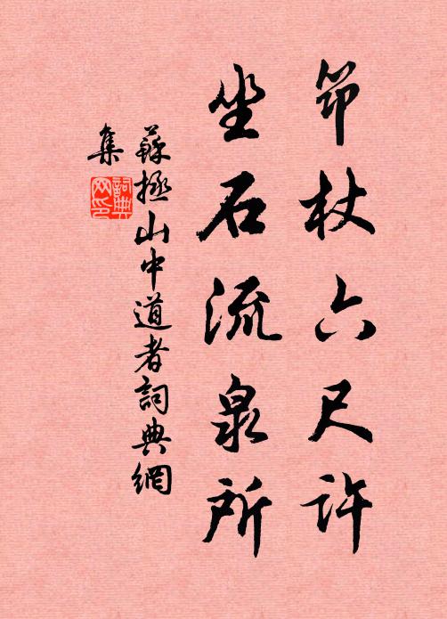苏拯筇杖六尺许，坐石流泉所书法作品欣赏