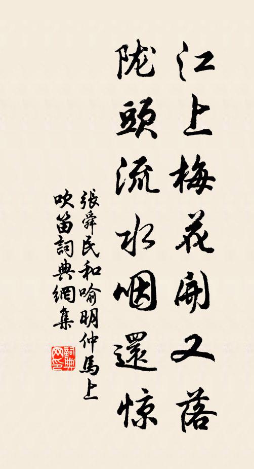 张舜民江上梅花开又落，陇头流水咽还惊书法作品欣赏