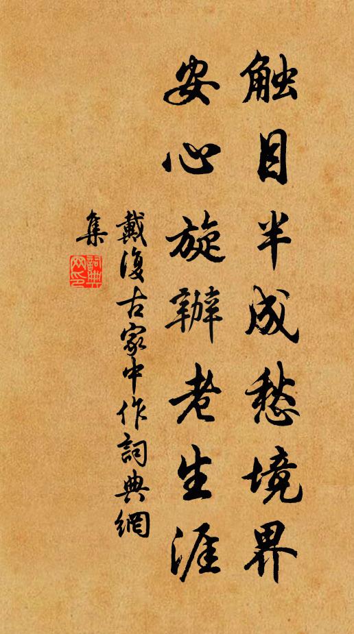 戴复古触目半成愁境界，安心旋办老生涯书法作品欣赏