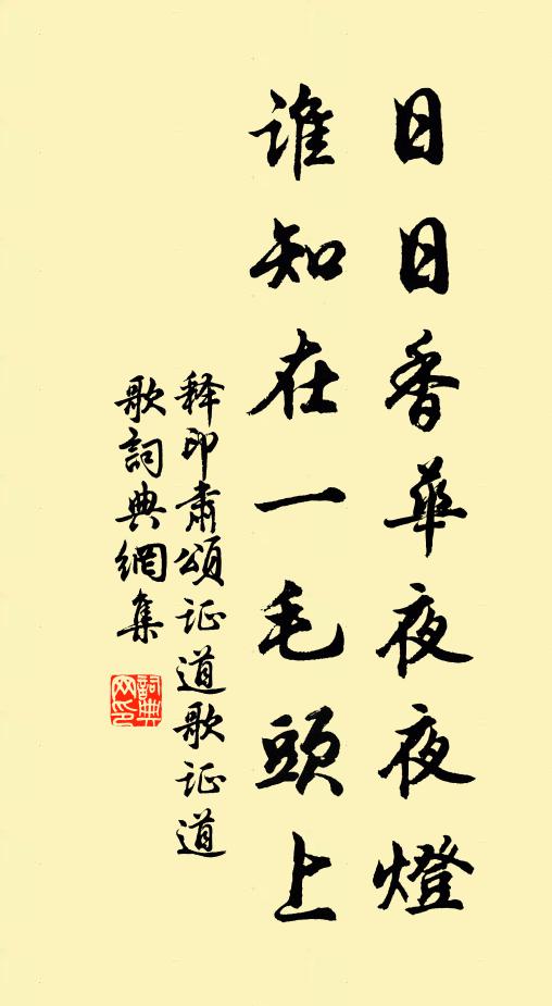 释印肃日日香华夜夜灯，谁知在一毛头上书法作品欣赏