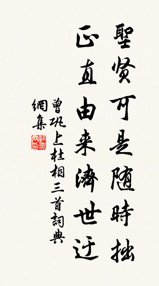 曾巩圣贤可是随时拙，正直由来济世迂书法作品欣赏