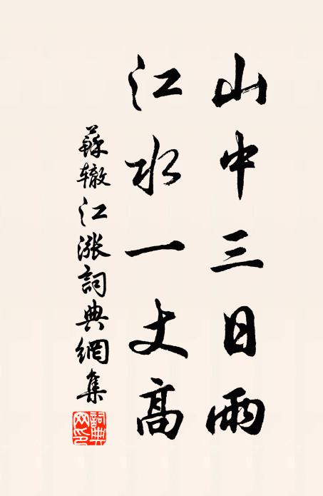 苏辙山中三日雨，江水一丈高书法作品欣赏