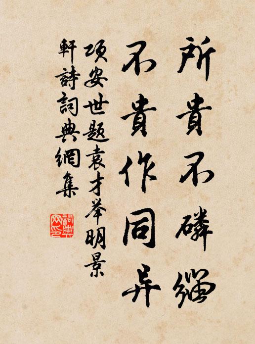 项安世所贵不磷缁，不贵作同异书法作品欣赏