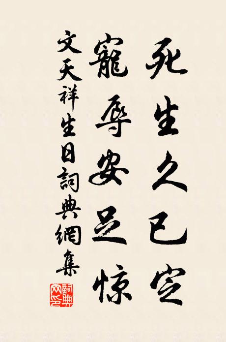文天祥死生久已定，宠辱安足惊书法作品欣赏