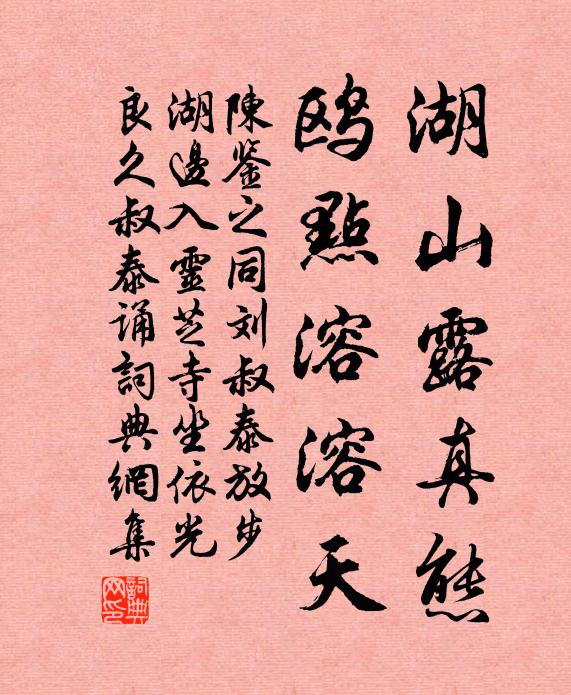 陈鉴之湖山露真态，鸥点溶溶天书法作品欣赏