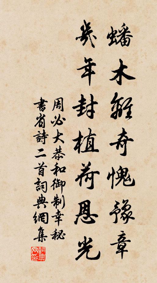 周必大蟠木离奇愧豫章，几年封植荷恩光书法作品欣赏