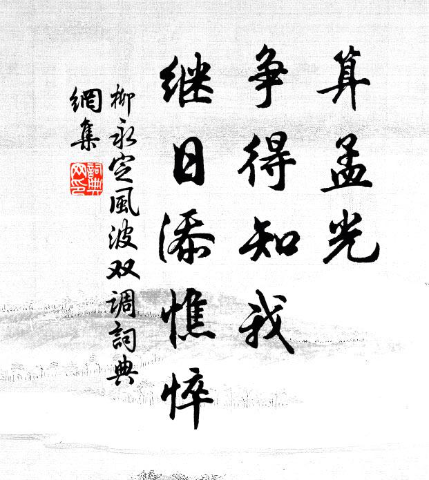 柳永算孟光、争得知我，继日添憔悴书法作品欣赏