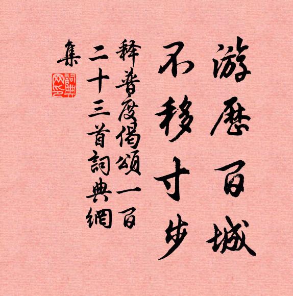 释普度游历百城，不移寸步书法作品欣赏