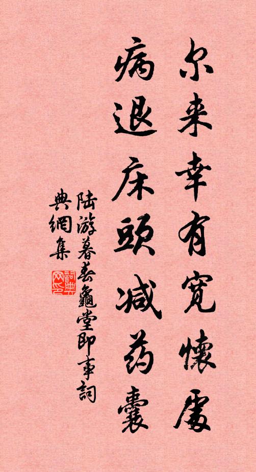 陆游尔来幸有宽怀处，病退床头减药囊书法作品欣赏