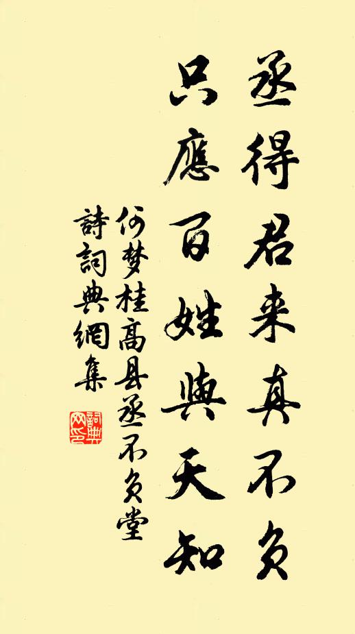 何梦桂丞得君来真不负，只应百姓与天知书法作品欣赏