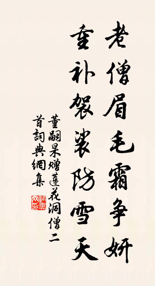 董嗣杲老僧眉毛霜争妍，重补袈裟防雪天书法作品欣赏
