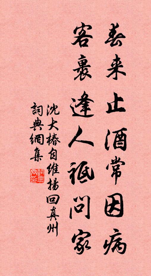 沈大椿春来止酒常因病，客裹逢人祗问家书法作品欣赏