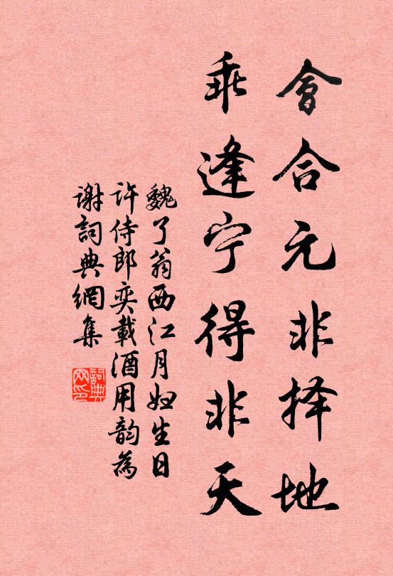 魏了翁会合元非择地，乖逢宁得非天书法作品欣赏