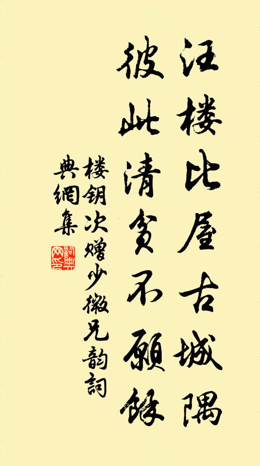 楼钥汪楼比屋古城隅，彼此清贫不愿余书法作品欣赏