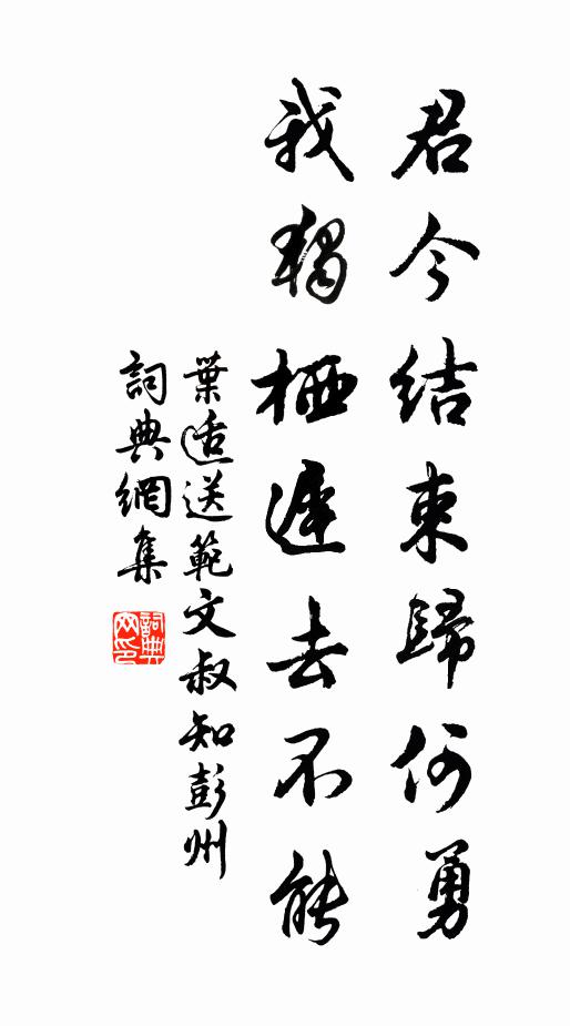 叶适君今结束归何勇，我独栖迟去不能书法作品欣赏