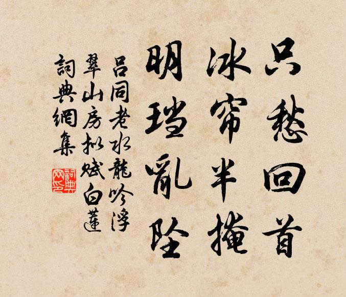 吕同老只愁回首，冰帘半掩，明珰乱坠书法作品欣赏