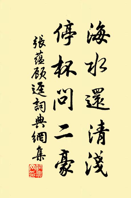 张蕴海水还清浅，停杯问二豪书法作品欣赏