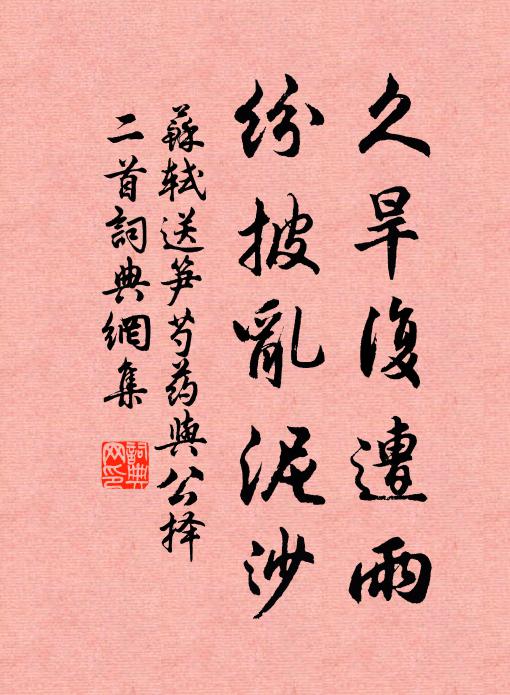 苏轼久旱复遭雨，纷披乱泥沙书法作品欣赏