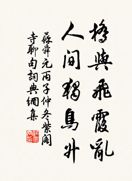 苏舜元桥与飞霞乱,人间独鸟升书法作品欣赏