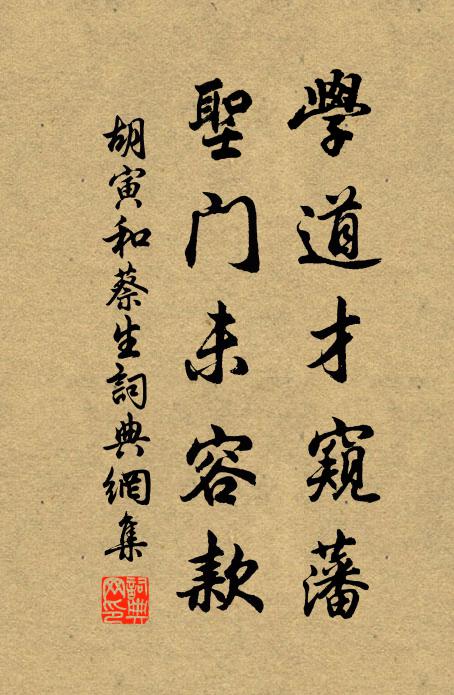 胡寅学道才窥藩，圣门未容款书法作品欣赏
