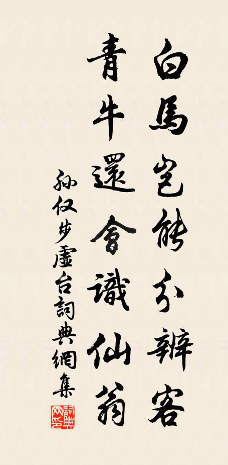 孙仅白马岂能分辨客，青牛还会识仙翁书法作品欣赏