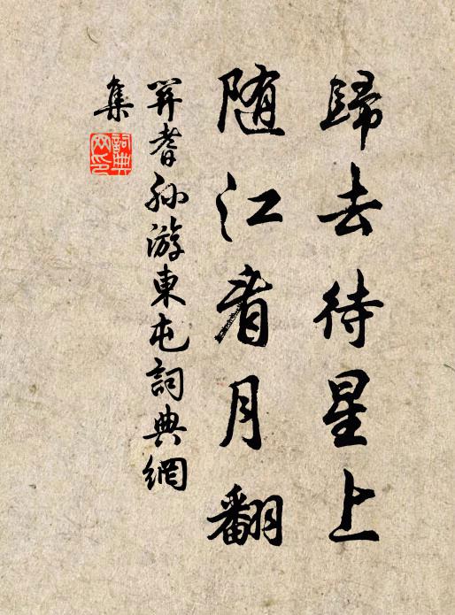 关耆孙归去待星上,随江看月翻书法作品欣赏