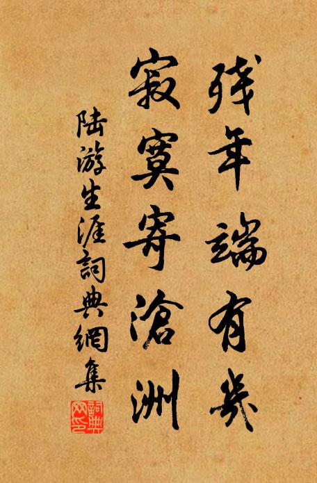 陆游残年端有几，寂寞寄沧洲书法作品欣赏