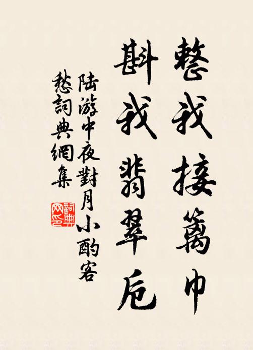 陆游整我接篱巾，斟我翡翠卮书法作品欣赏