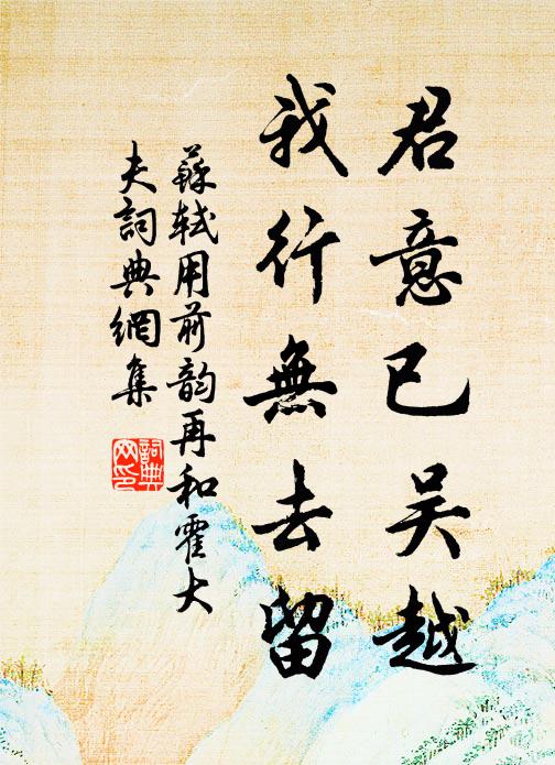 苏轼君意已吴越，我行无去留书法作品欣赏