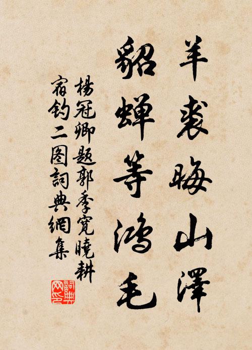 杨冠卿羊裘晦山泽，貂蝉等鸿毛书法作品欣赏
