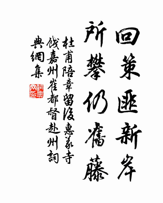 杜甫回策匪新岸，所攀仍旧藤书法作品欣赏