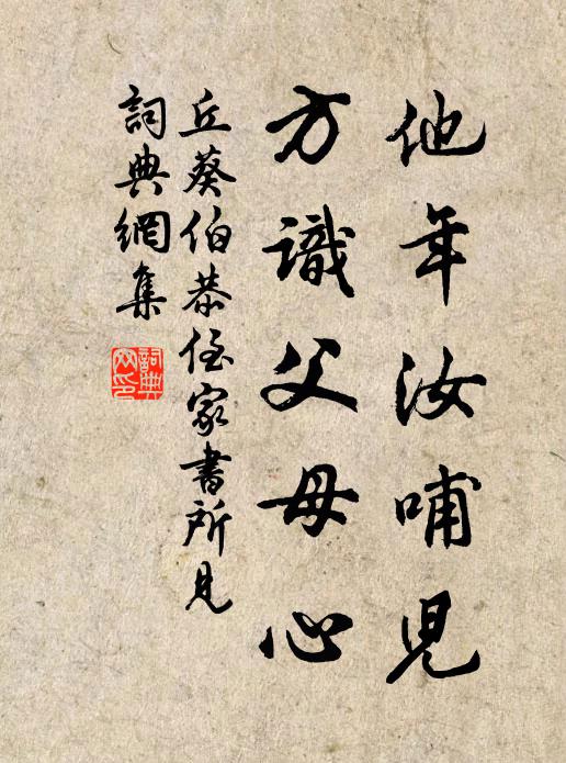 丘葵他年汝哺儿，方识父母心书法作品欣赏