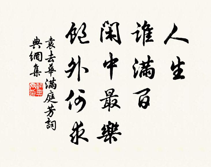 袁去华人生，谁满百，闲中最乐，饱外何求书法作品欣赏