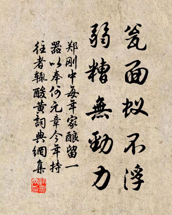 郑刚中瓮面蚁不浮，弱糟无劲力书法作品欣赏