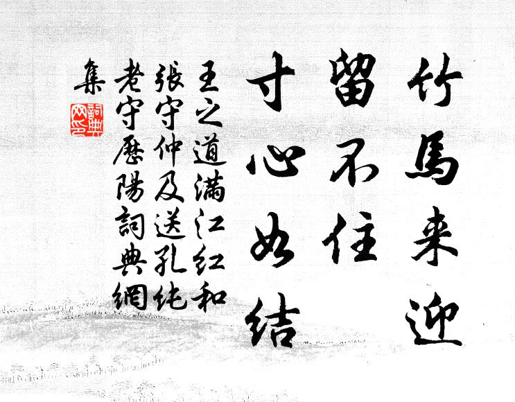 王之道竹马来迎，留不住、寸心如结书法作品欣赏