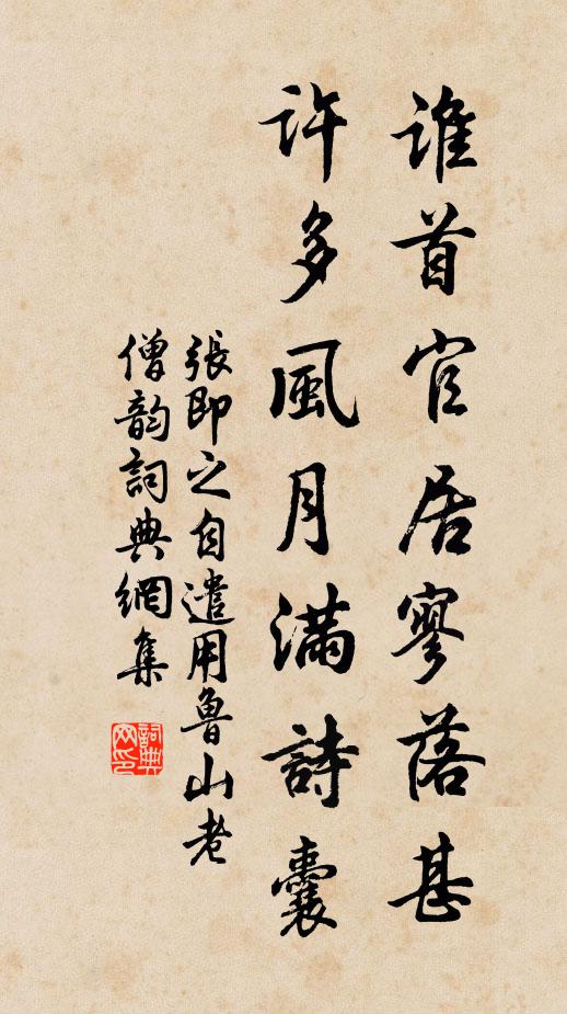 张即之谁首官居寥落甚，许多风月满诗囊书法作品欣赏