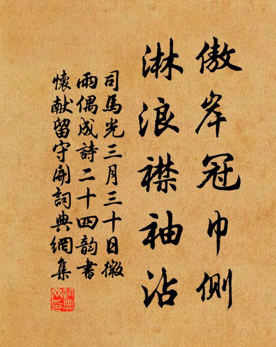 司马光傲岸冠巾侧，淋浪襟袖沾书法作品欣赏