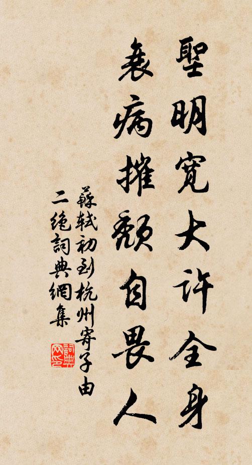 苏轼圣明宽大许全身，衰病摧颓自畏人书法作品欣赏
