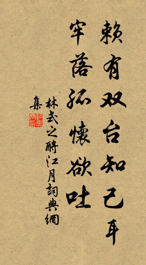 林式之赖有双台知己耳，牢落孤怀欲吐书法作品欣赏