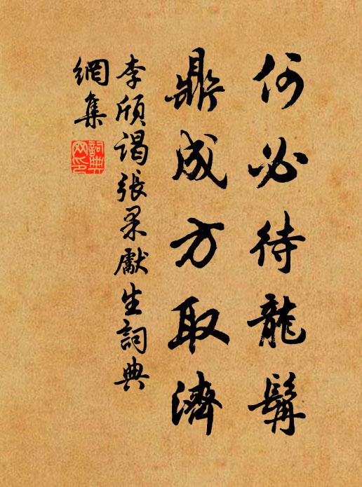 李颀何必待龙髯，鼎成方取济书法作品欣赏