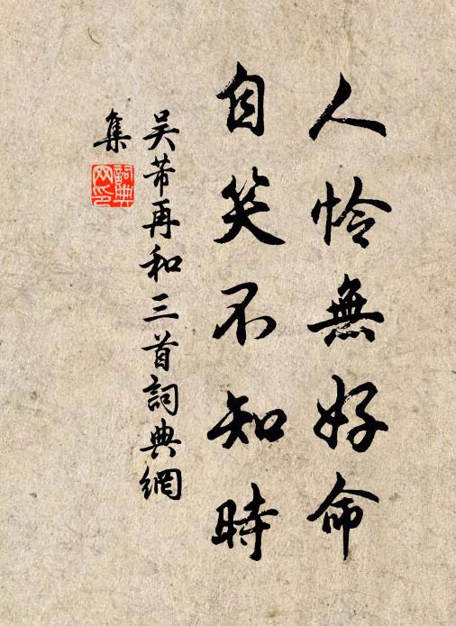 吴芾人怜无好命，自笑不知时书法作品欣赏