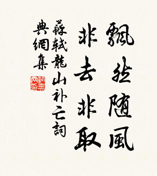 苏轼飘然随风，非去非取书法作品欣赏